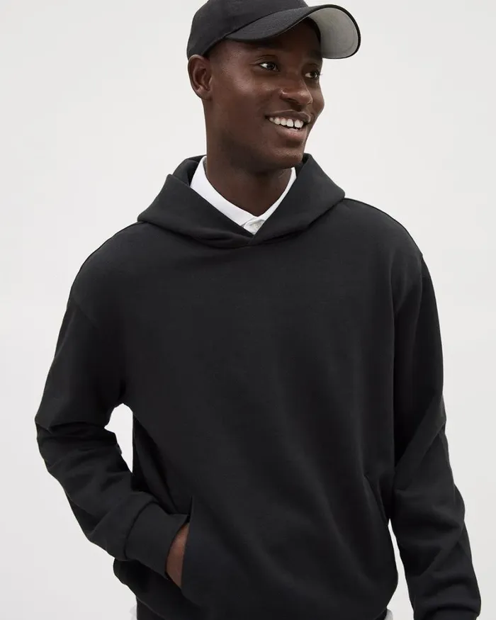RWandCO Sweatshirts and Hoodies Solid Fleece Hoodie With Kangaroo Pocket Black 8211 Men
