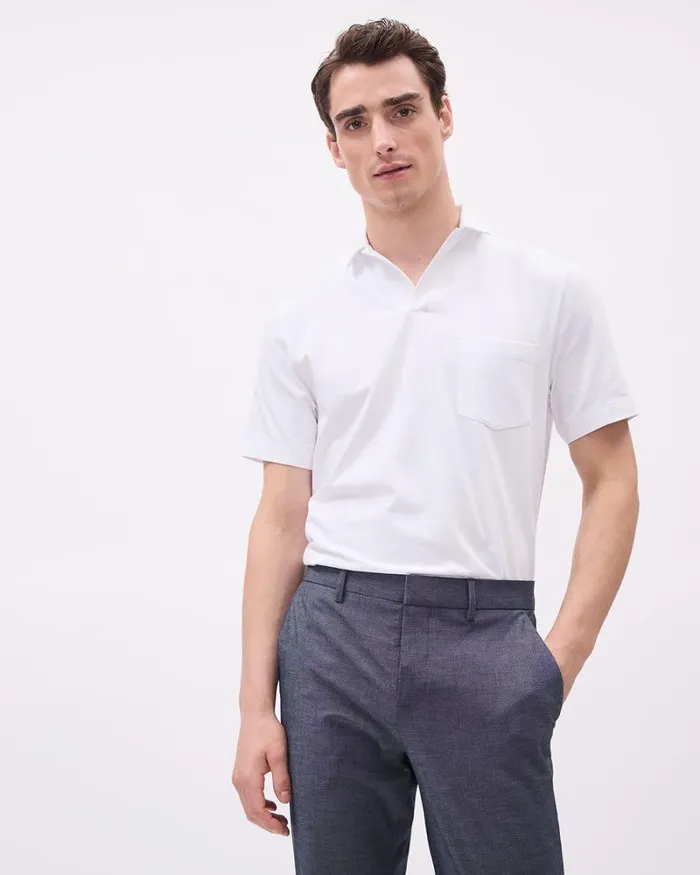 RWandCO TShirts ShortSleeve Supima R Cotton Tee With Camp Collar Bright White 8211 Men