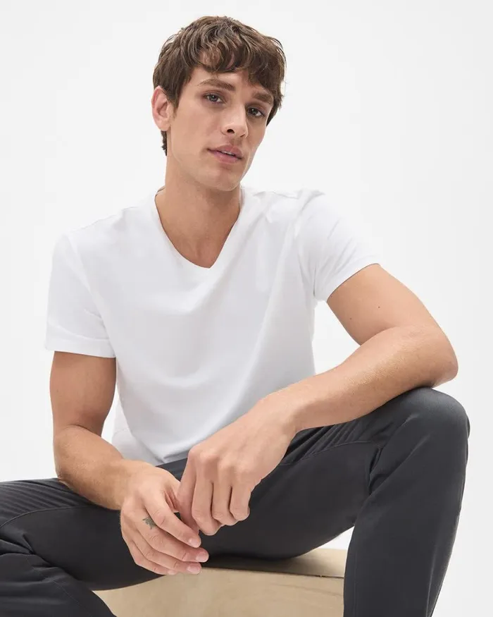 RWandCO TShirts Supima Cotton R VNeck Tshirt Bright White 8211 Men