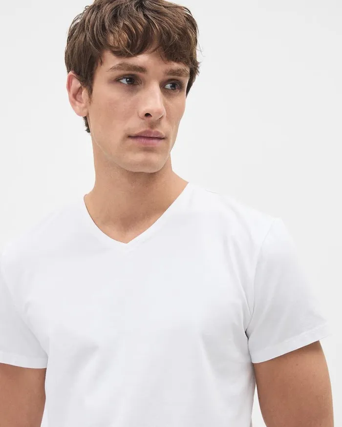 RWandCO TShirts Supima Cotton R VNeck Tshirt Bright White 8211 Men