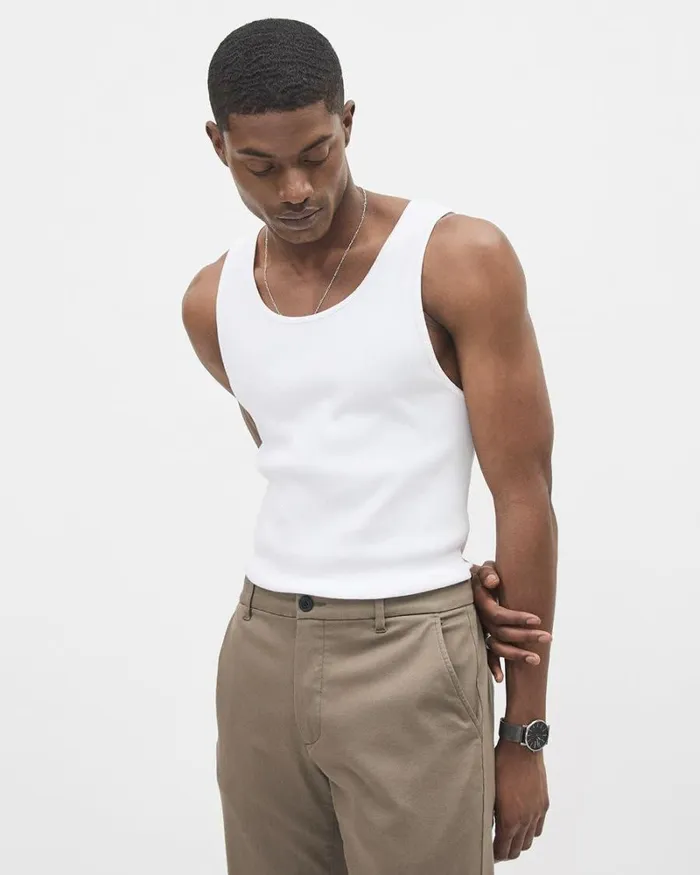 RWandCO TShirts White Ribbed Tank Top Bright White 8211 Men RWandCO TShirts White Ribbed Tank Top Bright White 8211 Men