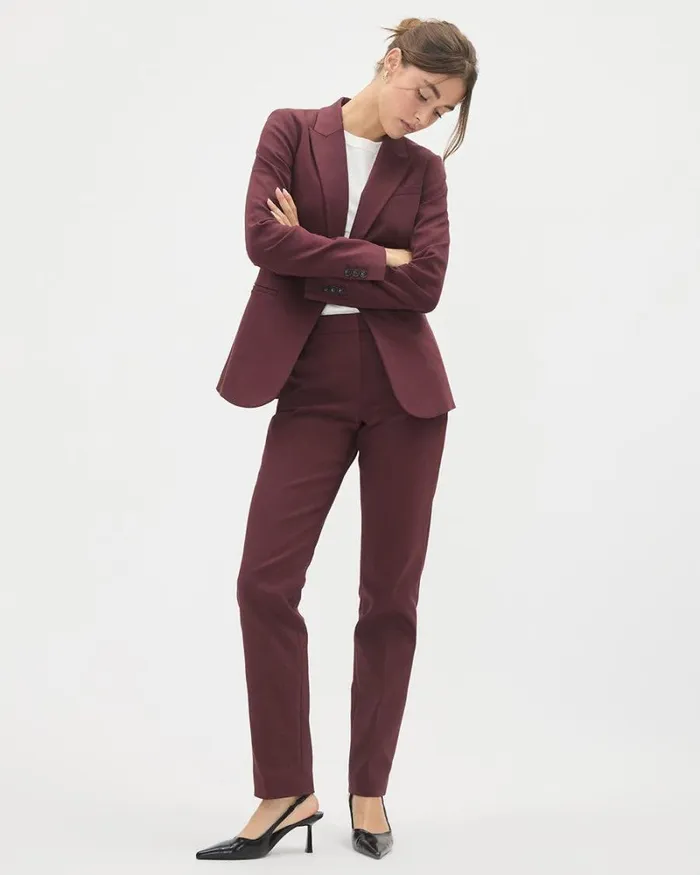 RWandCO The Limitless Suit Limitless MidRise Long SlimLeg Signature Pant Vineyard Wine 8211 Women