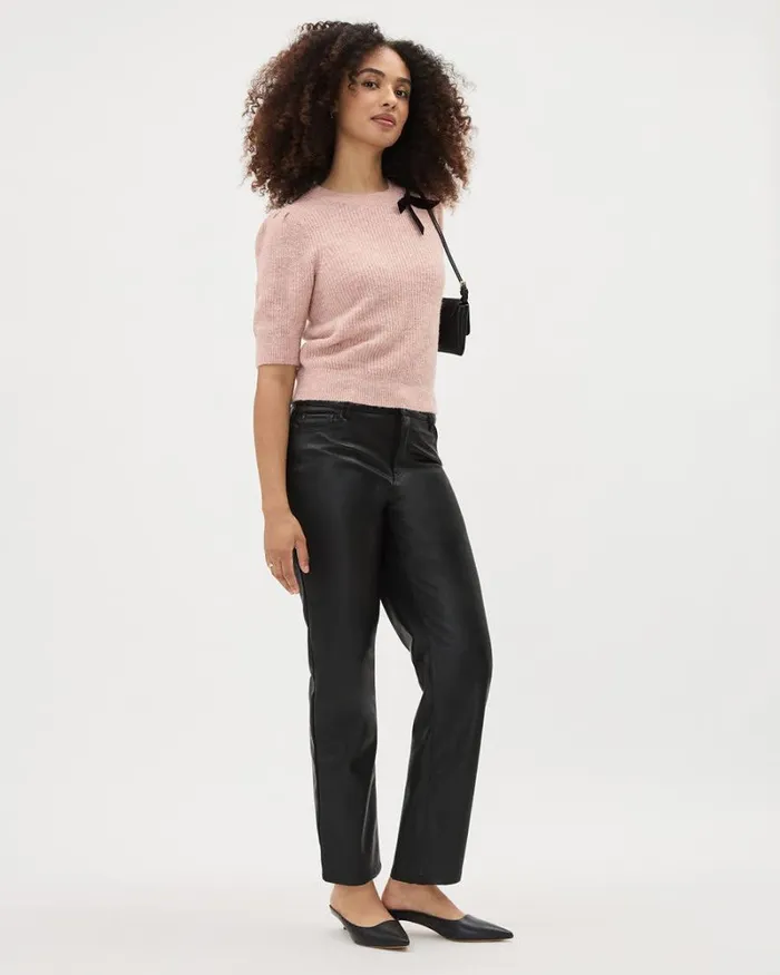 RWandCO Tops ElbowSleeve CrewNeck Pullover With Bow Rose Dust Mix 8211 Women RWandCO Tops ElbowSleeve CrewNeck Pullover With Bow Rose Dust Mix 8211 Women