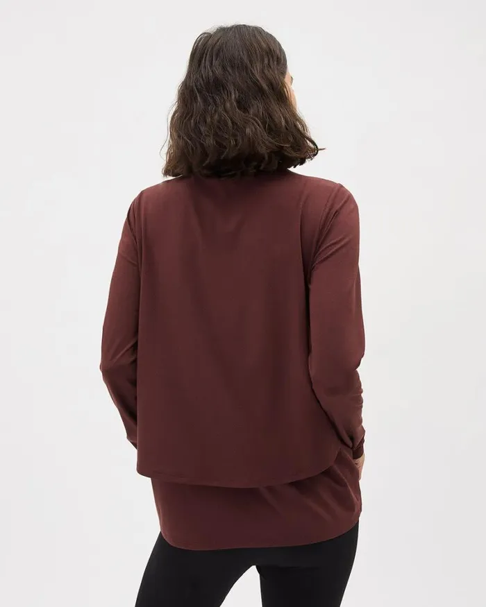 RWandCO Tops LongSleeve Nursing Tee 8211 Thyme Maternity Rum Raisin 8211 Women