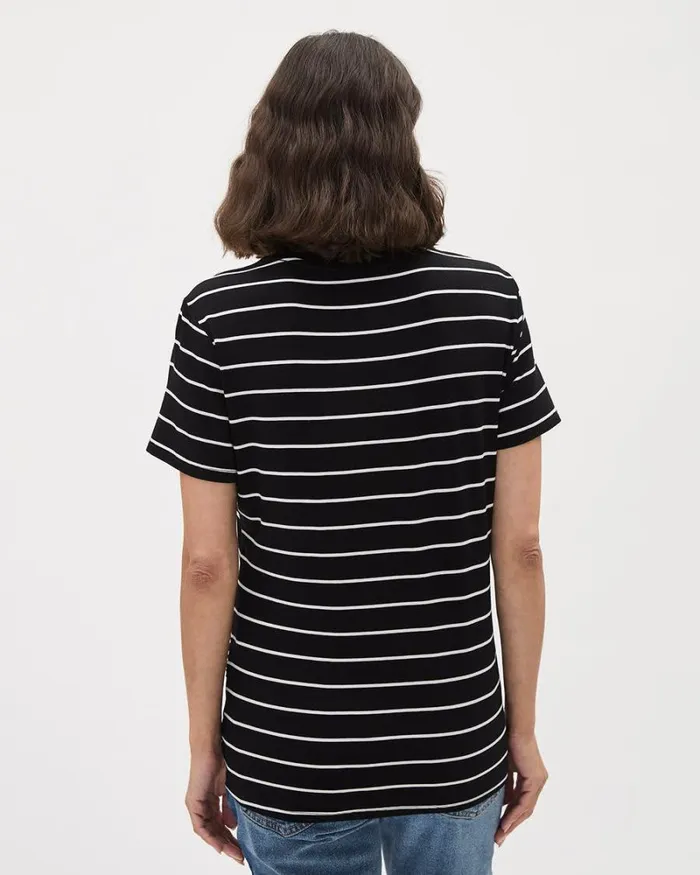 RWandCO Tops Striped ClassicFit ShortSleeve Tee 8211 Thyme Maternity Black And Coconut Milk Stripe 8211 Women RWandCO Tops Striped ClassicFit ShortSleeve Tee 8211 Thyme Maternity Black And Coconut Milk Stripe 8211 Women
