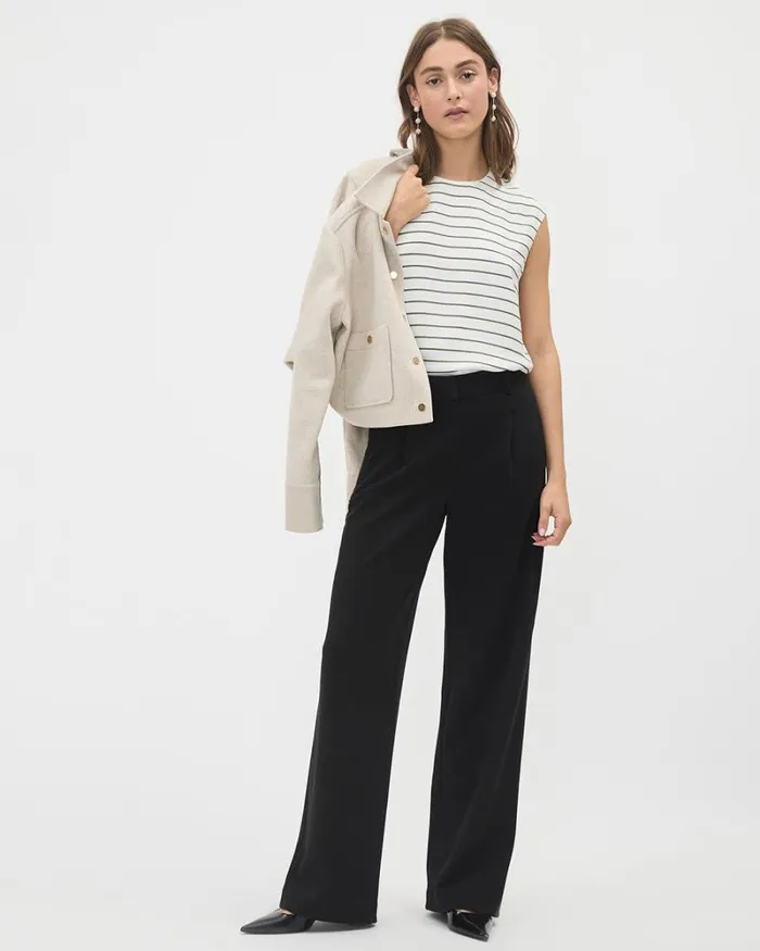 RWandCO Wide Leg Black Luxe Knit HighRise LongWideLeg Pant Black 8211 Women