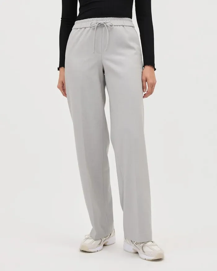 RWandCO Wide Leg PullOn MidRise WideLeg Pant Medium Grey 8211 Women