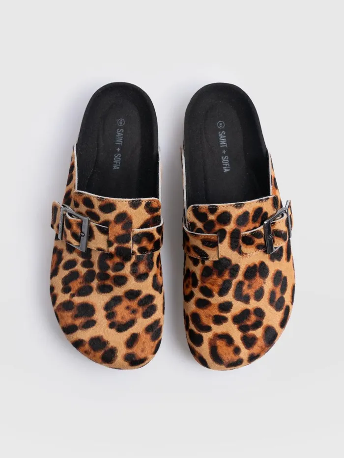 Saint And Sofia All Clogs and Slides Women Jude Clogs 8211 Leopard Leopard