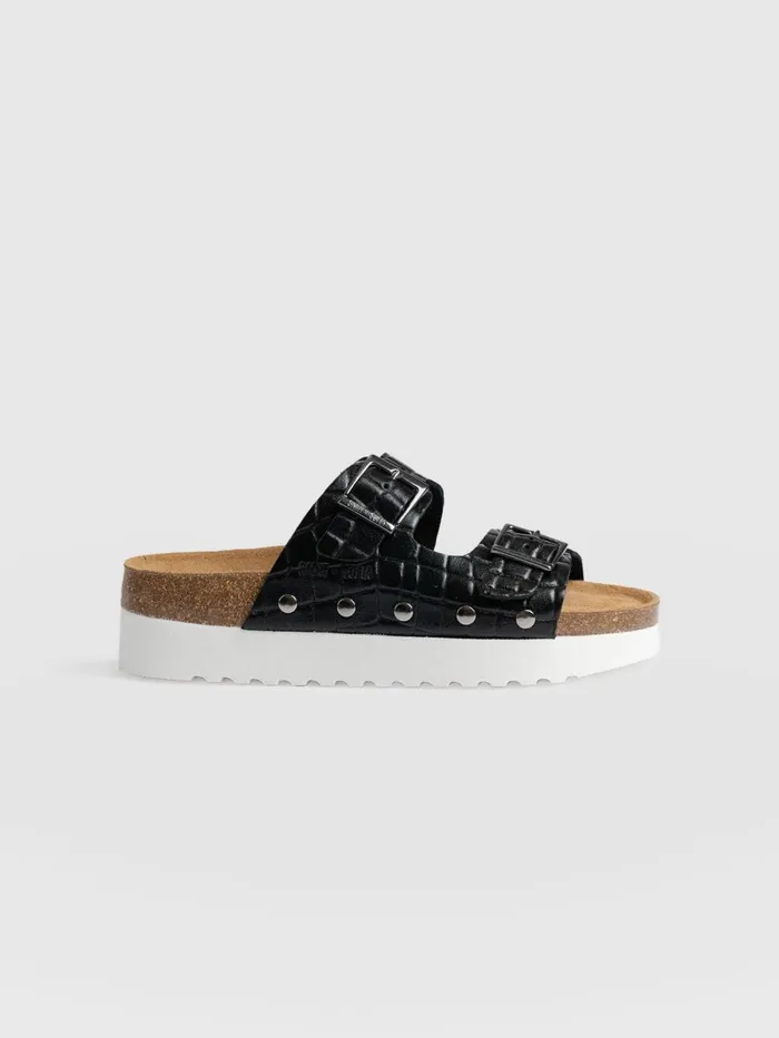 Saint And Sofia All Sandals Women Sutton Slide 8211 Black Croc Studded Black Croc Studded Saint And Sofia All Sandals Women Sutton Slide 8211 Black Croc Studded Black Croc Studded