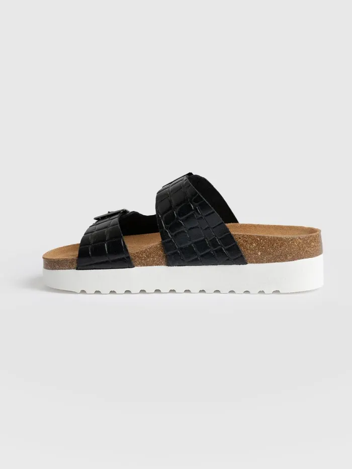 Saint And Sofia All Sandals Women Sutton Slide 8211 Black Croc Studded Black Croc Studded