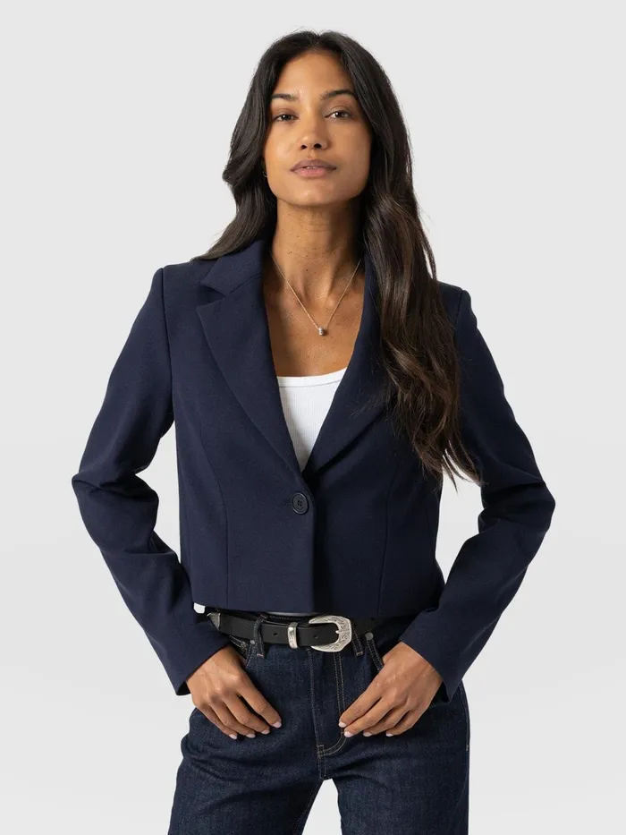 Saint And Sofia Blazers Women Astrid Cropped Blazer 8211 Navy Navy