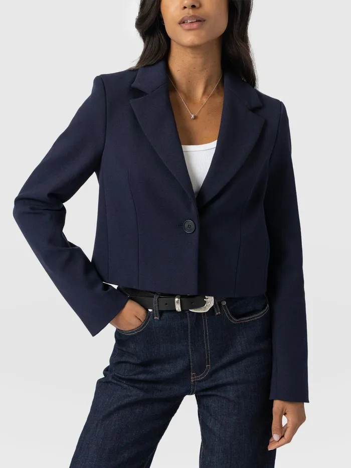Saint And Sofia Blazers Women Astrid Cropped Blazer 8211 Navy Navy