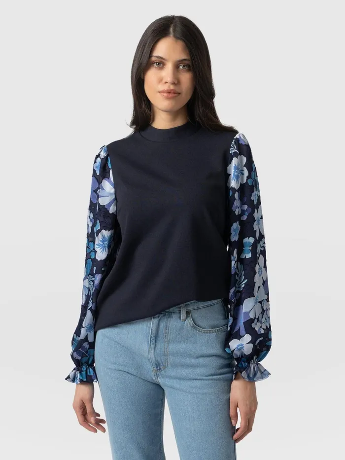 Saint And Sofia Casual Tops Women Penny Puff Sleeve Long Sleeve Top 8211 Navy Pop Floral Navy Pop Floral Saint And Sofia Casual Tops Women Penny Puff Sleeve Long Sleeve Top 8211 Navy Pop Floral Navy Pop Floral