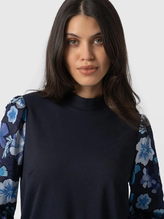 Saint And Sofia Casual Tops Women Penny Puff Sleeve Long Sleeve Top 8211 Navy Pop Floral Navy Pop Floral