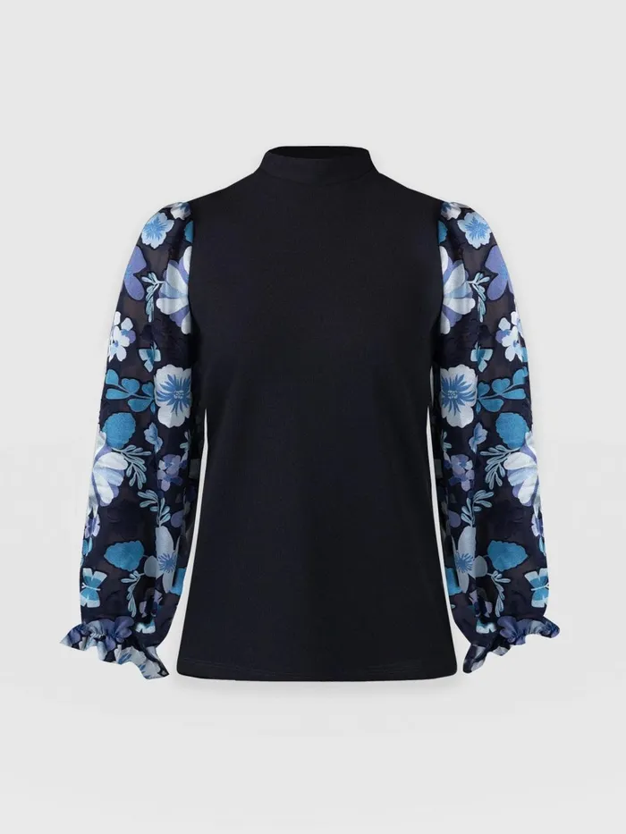 Saint And Sofia Casual Tops Women Penny Puff Sleeve Long Sleeve Top 8211 Navy Pop Floral Navy Pop Floral