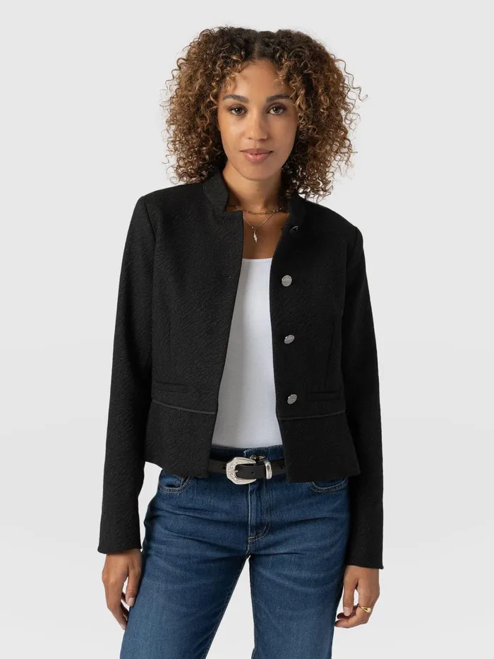 Saint And Sofia Coats and Jackets Women Ramone Jacket 8211 Zebra Jacquard Zebra Jacquard
