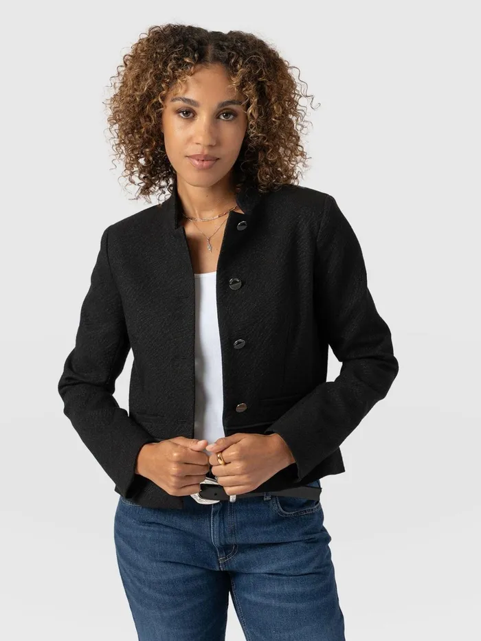 Saint And Sofia Coats and Jackets Women Ramone Jacket 8211 Zebra Jacquard Zebra Jacquard