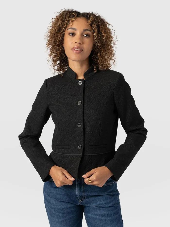 Saint And Sofia Coats and Jackets Women Ramone Jacket 8211 Zebra Jacquard Zebra Jacquard