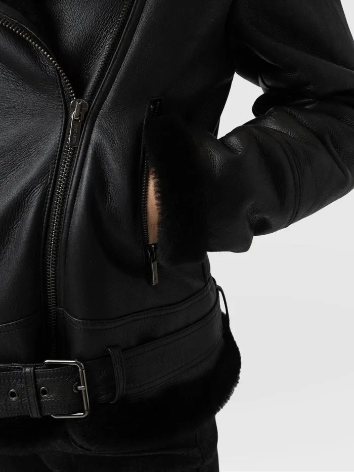 Saint And Sofia Coats and Jackets Women Spitfire Shearling Jacket 8211 Black Black
