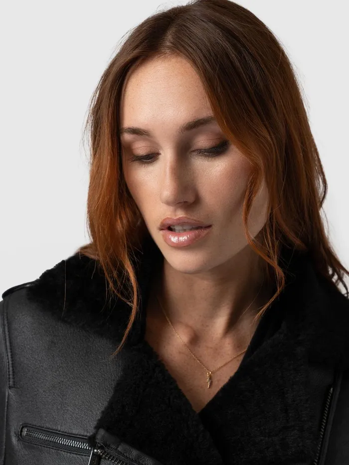 Saint And Sofia Coats and Jackets Women Spitfire Shearling Jacket 8211 Black Black