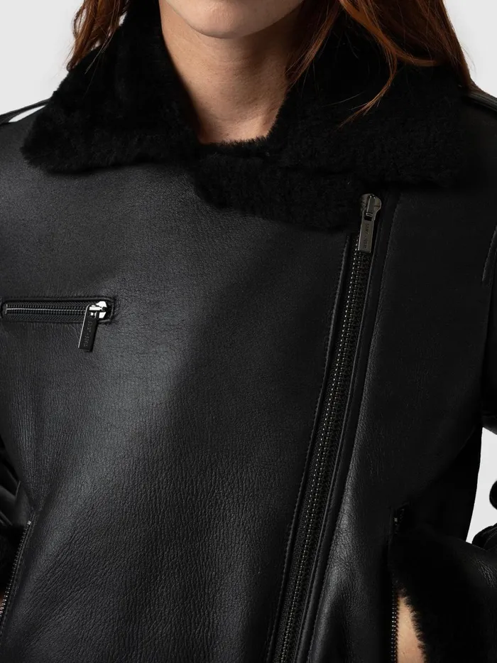 Saint And Sofia Coats and Jackets Women Spitfire Shearling Jacket 8211 Black Black