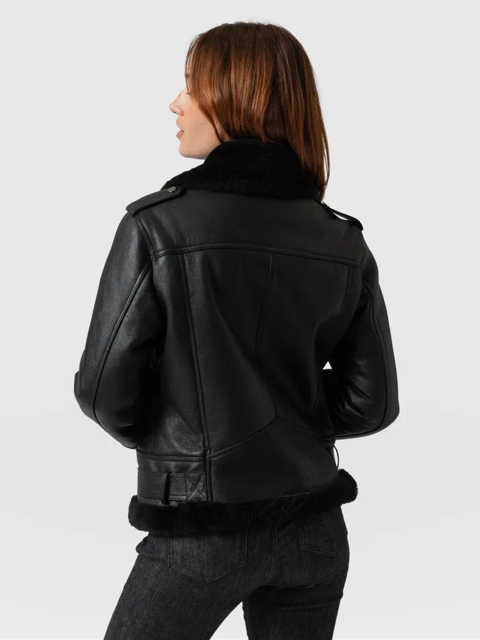 Saint And Sofia Coats and Jackets Women Spitfire Shearling Jacket 8211 Black Black