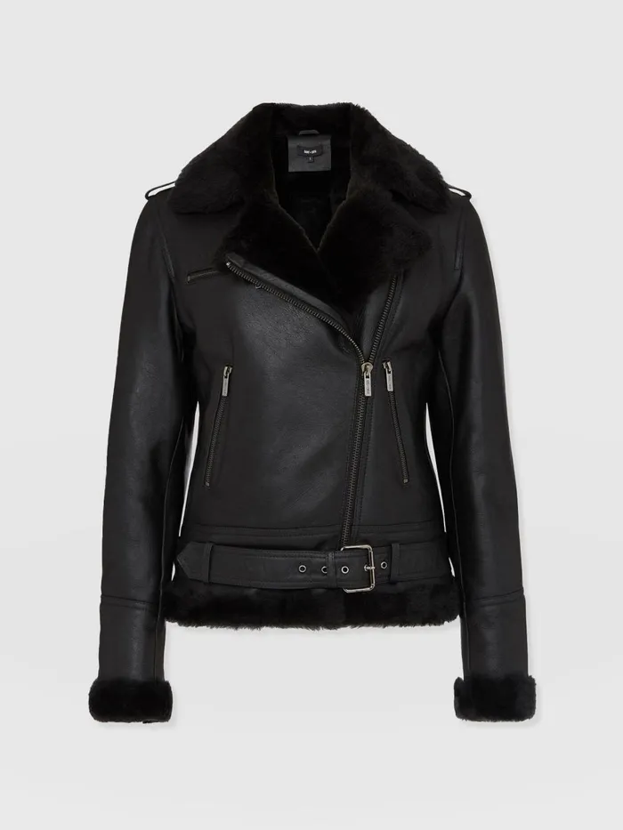 Saint And Sofia Coats and Jackets Women Spitfire Shearling Jacket 8211 Black Black