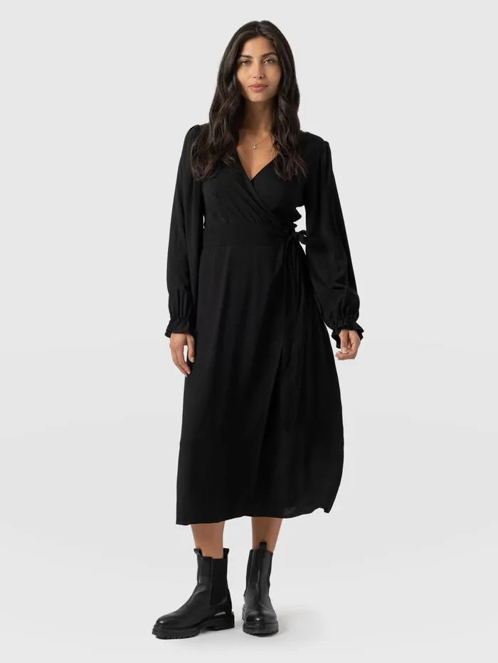 Saint And Sofia Dresses Women Bonnie Wrap Dress 8211 Black Black
