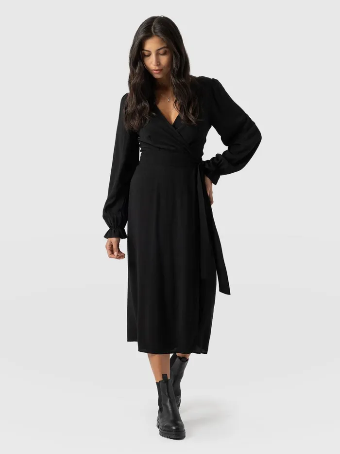 Saint And Sofia Dresses Women Bonnie Wrap Dress 8211 Black Black