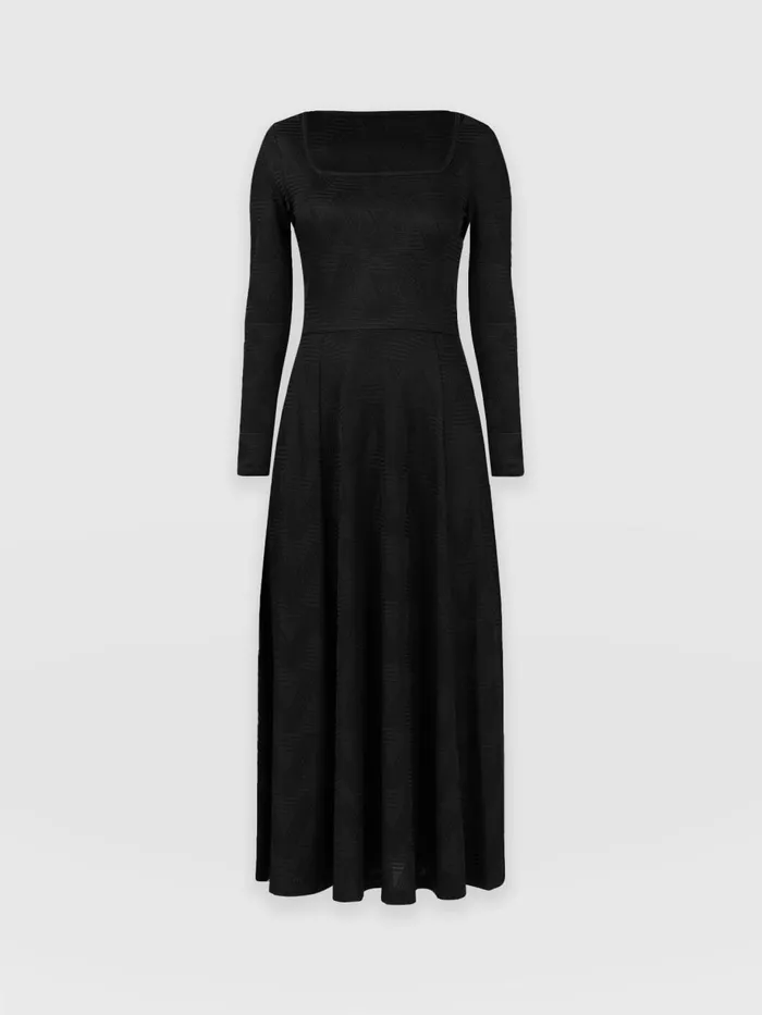 Saint And Sofia Dresses Women Darcey Flared Dress 8211 Black Jacquard Black Jacquard