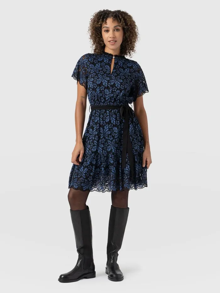 Saint And Sofia Dresses Women Fearne Lace Mini Dress 8211 BlueBlack Blueblack