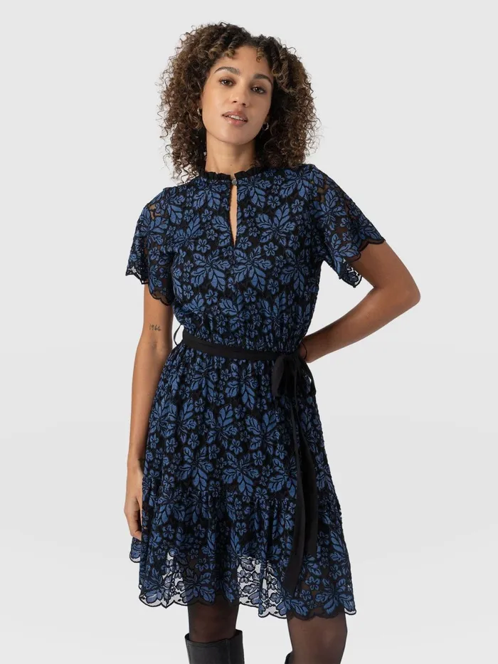 Saint And Sofia Dresses Women Fearne Lace Mini Dress 8211 BlueBlack Blueblack