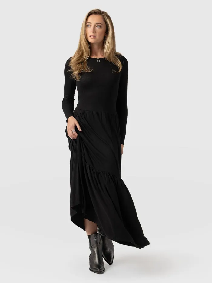 Saint And Sofia Dresses Women Greenwich Dress Long Sleeve 8211 Black Black