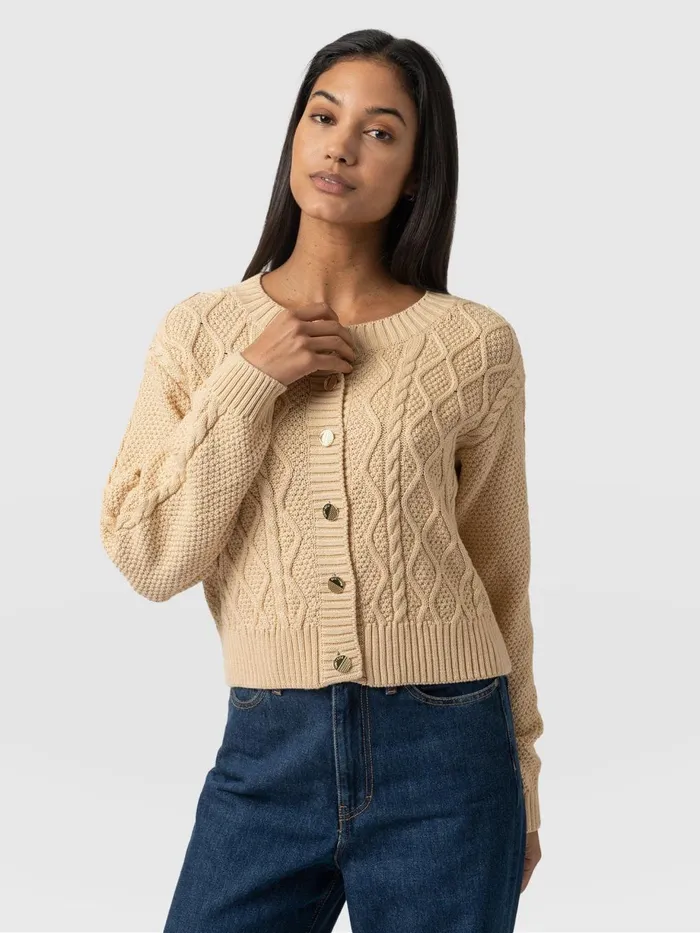 Saint And Sofia Knitwear Women Bronte Cable Cardigan 8211 Yellow Yellow