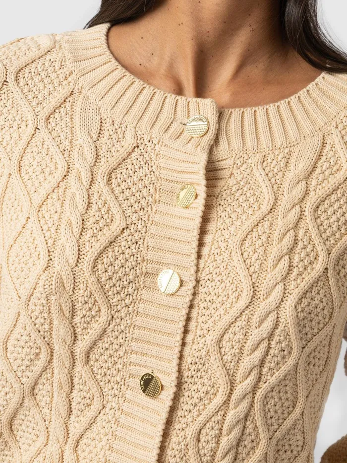 Saint And Sofia Knitwear Women Bronte Cable Cardigan 8211 Yellow Yellow