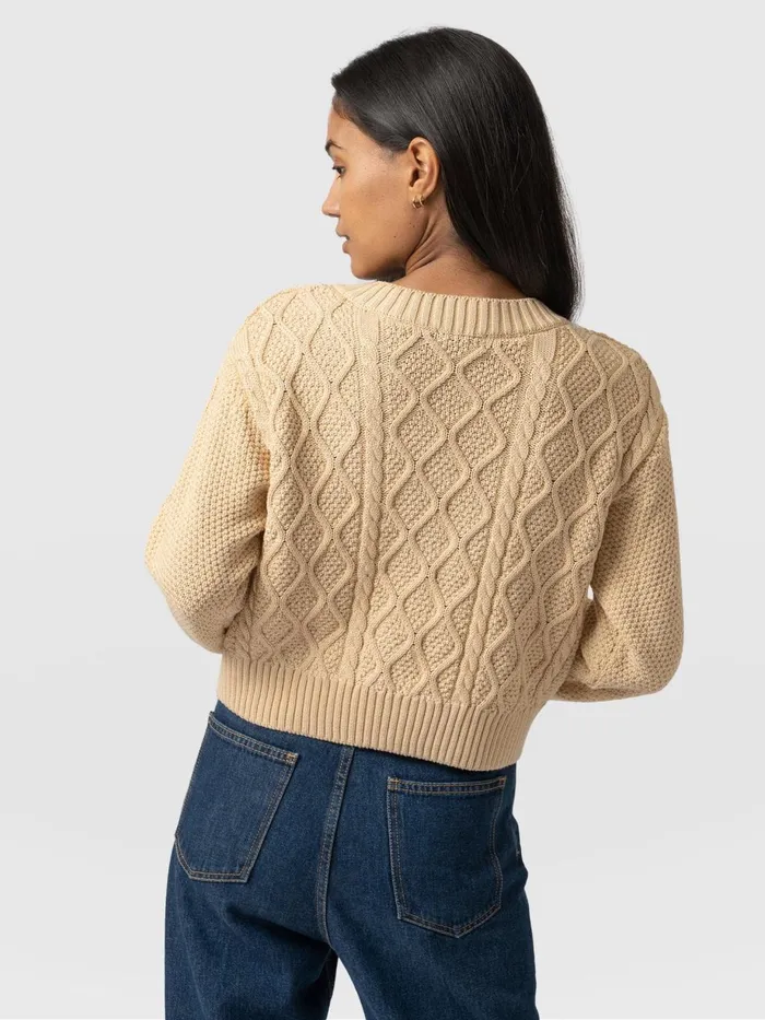 Saint And Sofia Knitwear Women Bronte Cable Cardigan 8211 Yellow Yellow