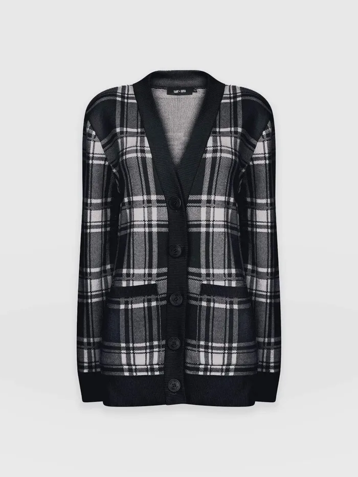 Saint And Sofia Knitwear Women College Cardigan 8211 Navy Cream Check Navy Cream Check