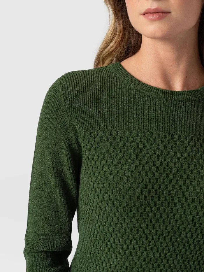 Saint And Sofia Knitwear Women Honeycomb Rib Sweater 8211 Green Green