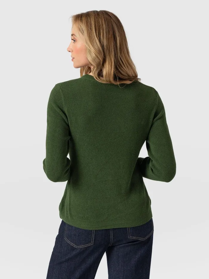 Saint And Sofia Knitwear Women Honeycomb Rib Sweater 8211 Green Green