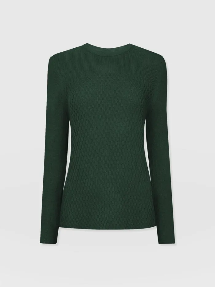 Saint And Sofia Knitwear Women Honeycomb Rib Sweater 8211 Green Green