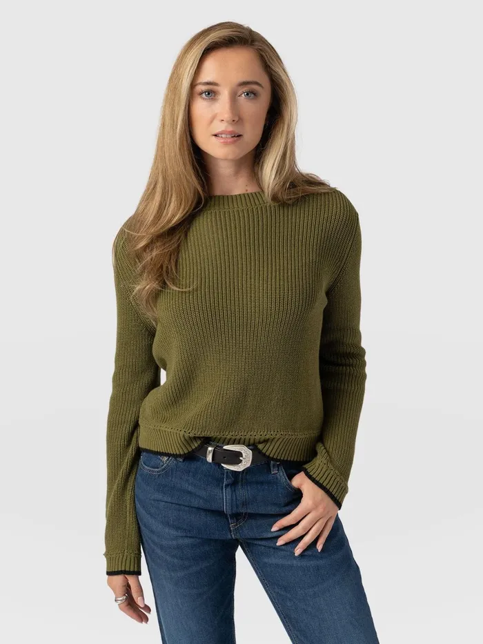 Saint And Sofia Knitwear Women Remy Crop Sweater 8211 Khaki Khaki