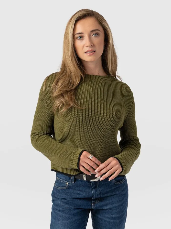 Saint And Sofia Knitwear Women Remy Crop Sweater 8211 Khaki Khaki