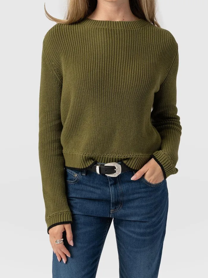 Saint And Sofia Knitwear Women Remy Crop Sweater 8211 Khaki Khaki