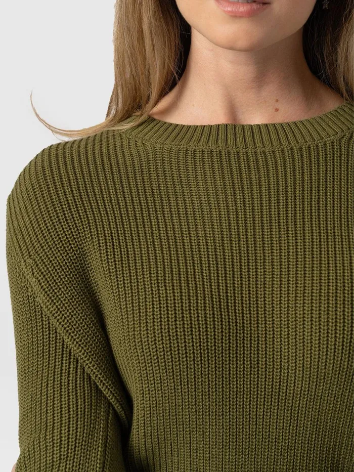 Saint And Sofia Knitwear Women Remy Crop Sweater 8211 Khaki Khaki