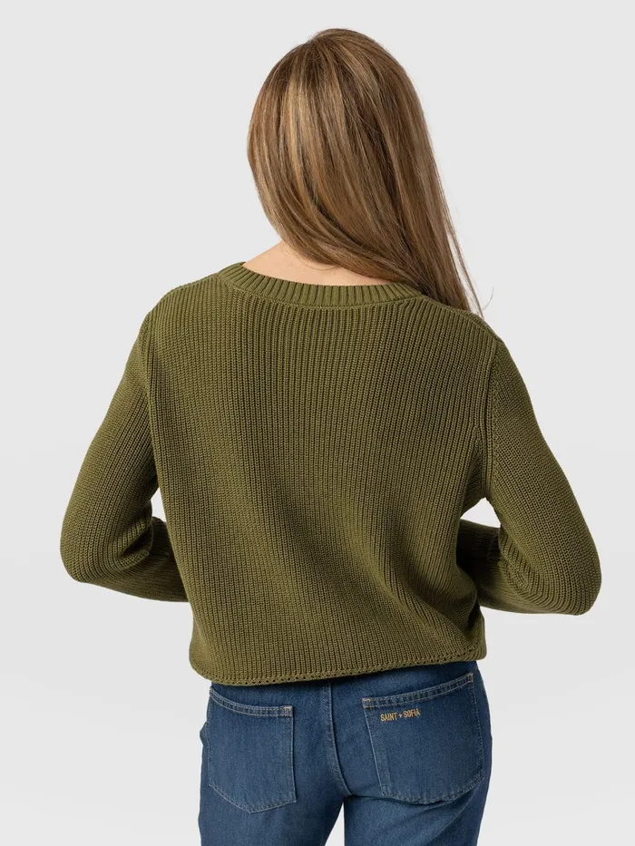 Saint And Sofia Knitwear Women Remy Crop Sweater 8211 Khaki Khaki
