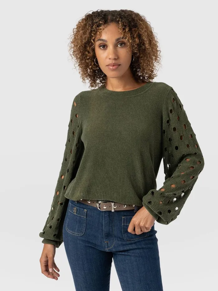Saint And Sofia Knitwear Women Suki Lace Hole Knit 8211 Green Green