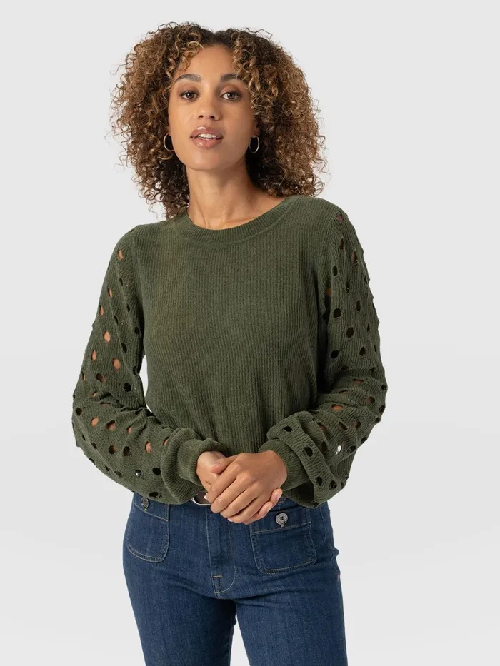 Saint And Sofia Knitwear Women Suki Lace Hole Knit 8211 Green Green