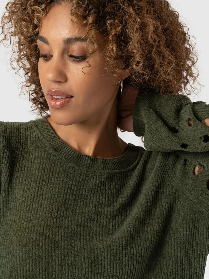 Saint And Sofia Knitwear Women Suki Lace Hole Knit 8211 Green Green