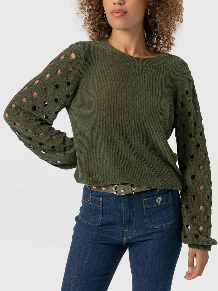 Saint And Sofia Knitwear Women Suki Lace Hole Knit 8211 Green Green