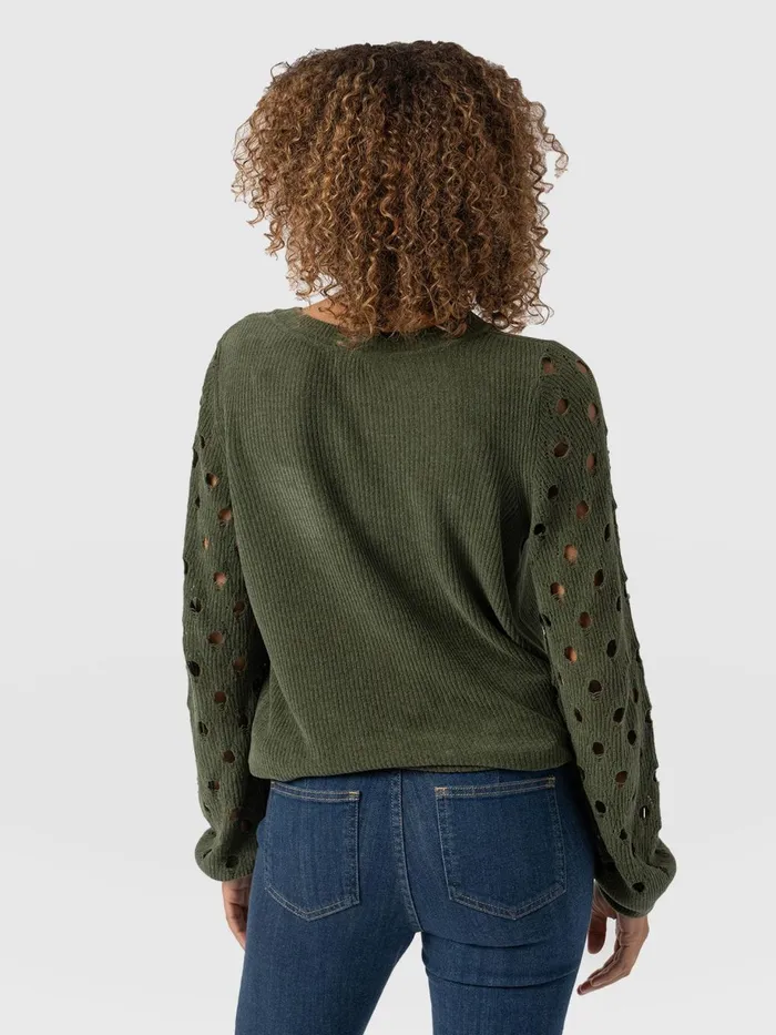 Saint And Sofia Knitwear Women Suki Lace Hole Knit 8211 Green Green